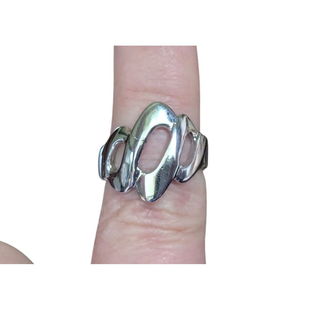 Joseph Esposito 14KT HGE‎ White Gold Electroplate Ring Modernist Brutalist 6.5
